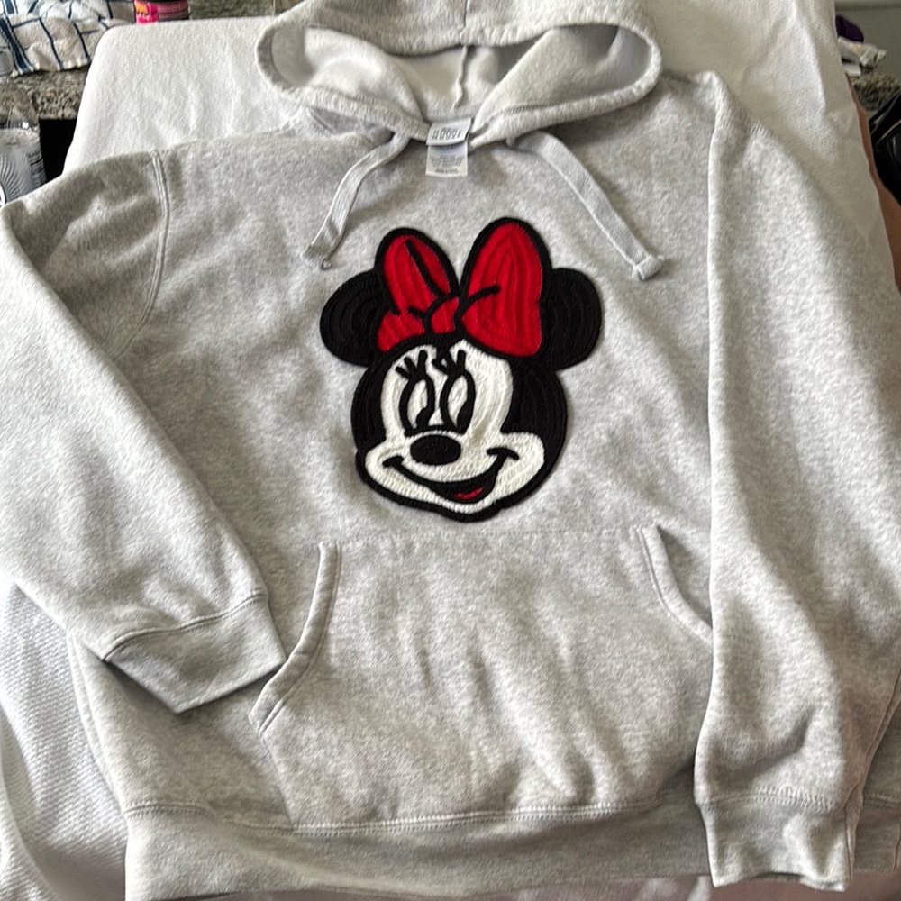 Gray Hoodie with Minnie Mouse Design